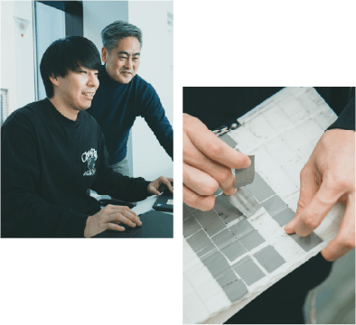 字幕配信の準備をする前田と機材を扱う手元